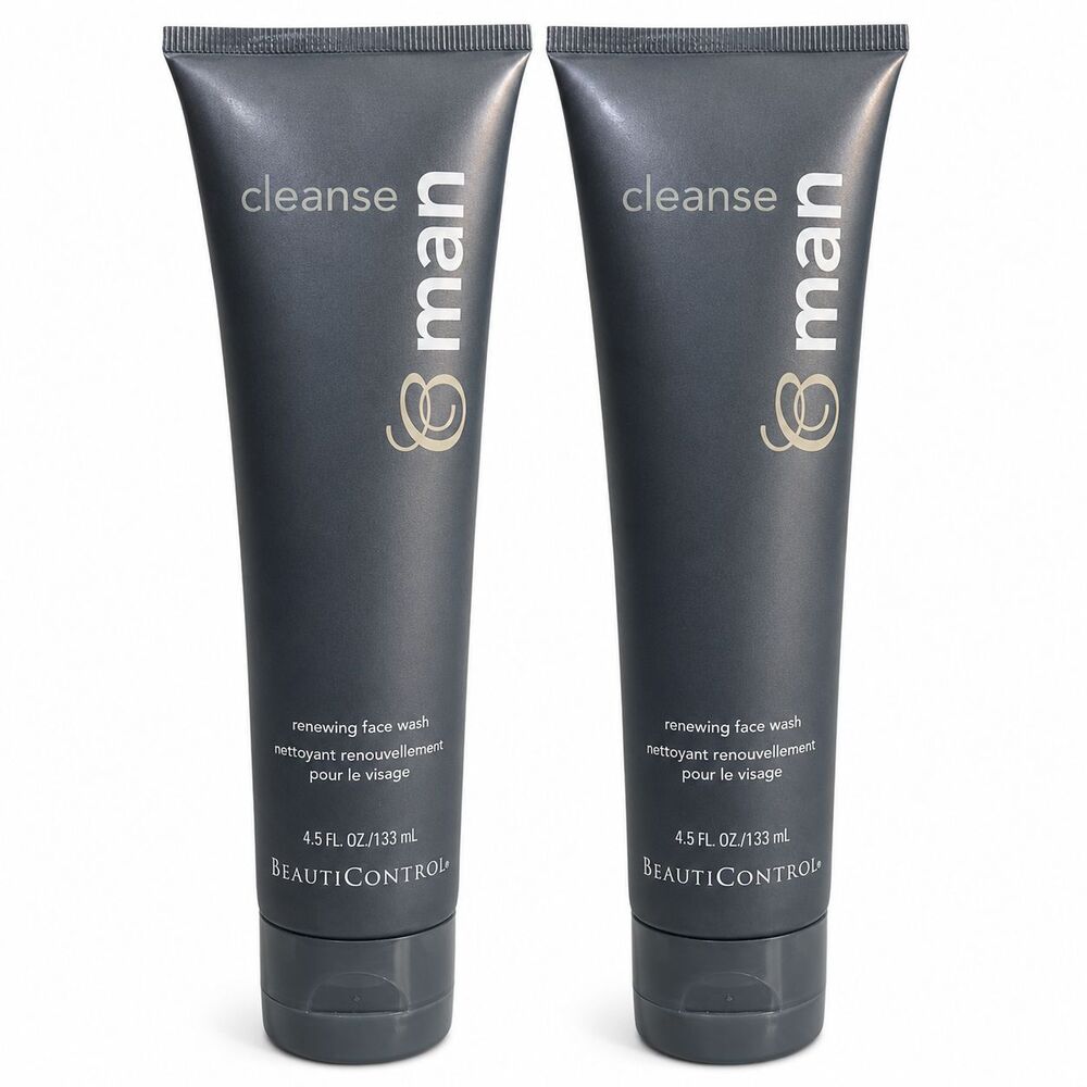 BeautiControl Cleanse Man Renewing Face Wash 4.5 oz 2 Pack NEW SEALED